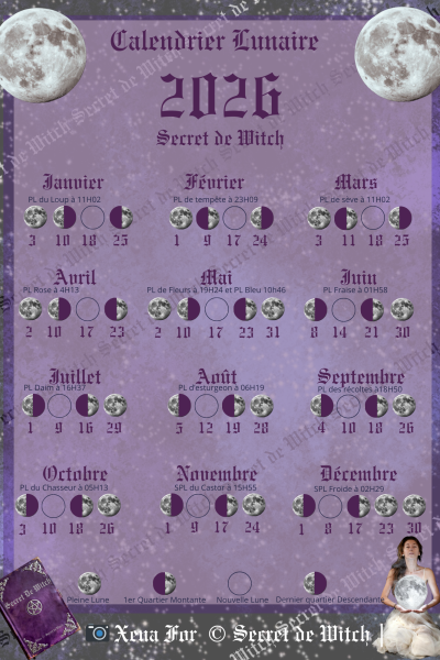 Calendrier lunaire 2026 Secret de Wicth by Xena (1)